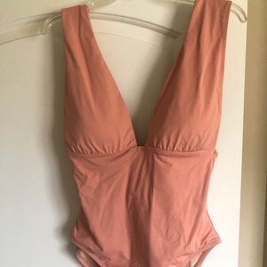 J. Crew Plunge V-neck One Piece Clay Pink
